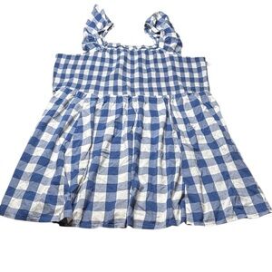 Old Navy Smocked Fit & Flare Mini Dress Plus Size 4X Flutter Sleeve Gingham Blue